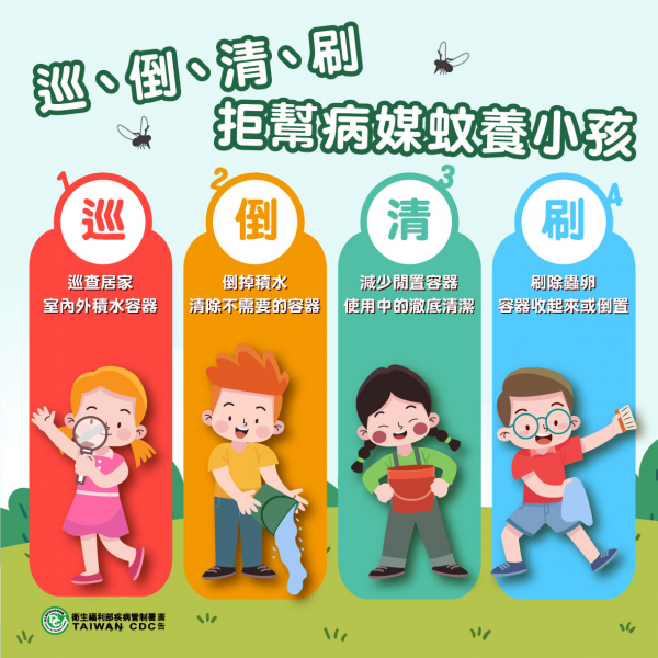 在家落實防疫，也要維持居家環境清潔，拒絕幫病媒蚊養小孩！